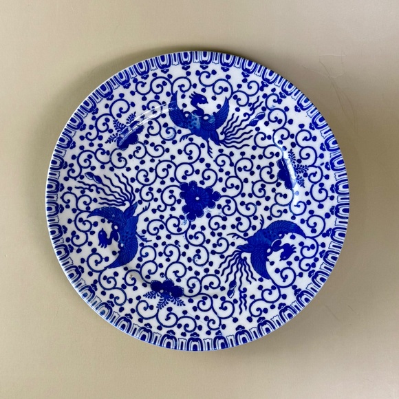 Vintage Japanese Blue & White Phoenix Plate | Hand-Painted Porcelain | Japan - Picture 6 of 7